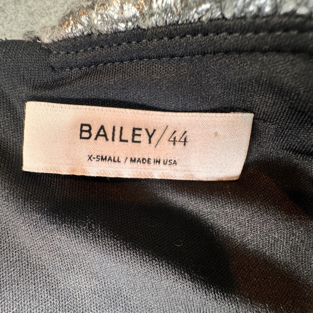 Bailey 44‎ Metallic Tweed Mini Skirt Whimsigoth Statement Silver Black Womens XS - Picture 6 of 6